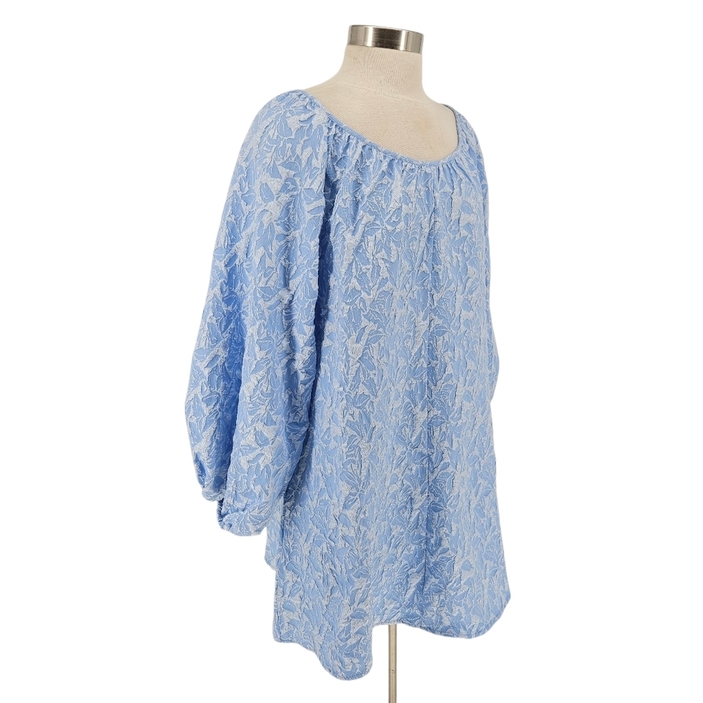 NY&C New York Company Shift Dress Blue Floral Long Sleeve Button Back Medium - Picture 3 of 8